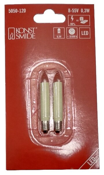 LED Kleinschaftkerzenlampe 8 - 55V, 0,3W, 2er Set, Sockel E10