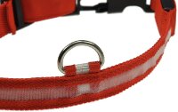 Hunde-Halsband leuchtend mit LED 52-60cm, Größe XL, rot