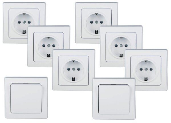 DELPHI Starter-Kit, 16-teilig, weiß 6x Steckdose, 2x Schalter, 8x Rahmen