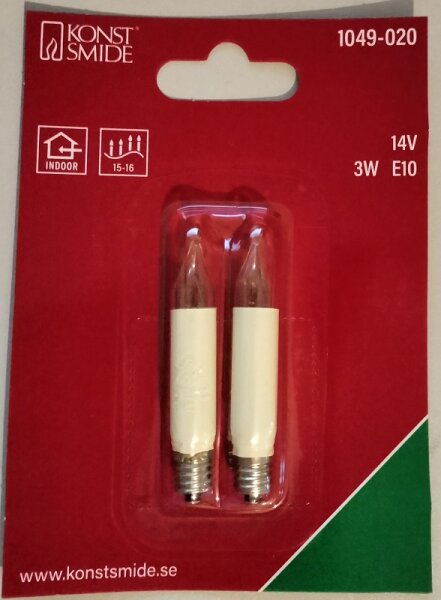Kleinschaftkerzenlampe 14V 3 W E10 66mm, 2er Set