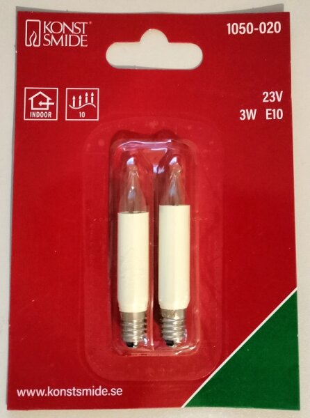 Kleinschaftkerzenlampe 23V 3 W E10 66mm, 2er Set