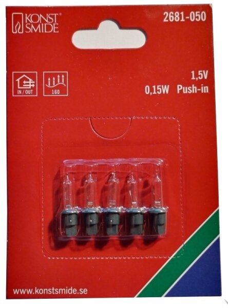 Lämpchen für Konstsmide Lichterkette mit Trafo, 1,5V, 0,15W, klar, 5er Set