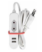 PEREL Euroverlängerung Stecker-Kupplung+ 2 x USB-A...
