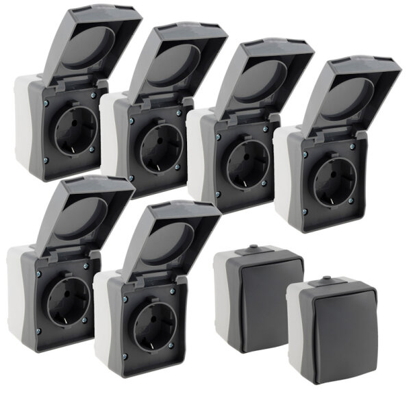 NUQUI Feuchtraum Starter-Kit 8-teilig, IP54, Aufputz, 250V~/ 16A