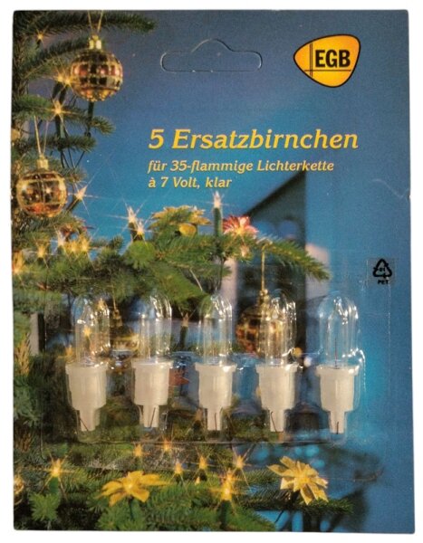Ersatzlämpchen für Innen-Minilichterketten, 7 V, 5er Set