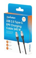 USB 2.0 Typ C EPR Ladekabel 240 W / Power Delivery 3.1, 2,0m, schwarz