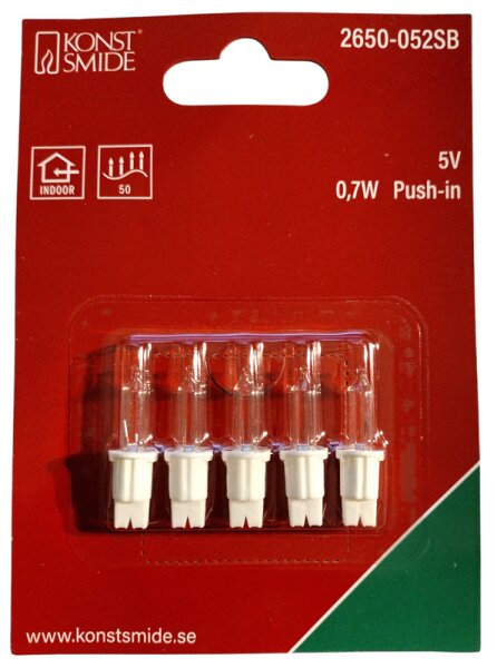 Lämpchen für Konstsmide Miniatur-Lichterkette 5V, 0,7W, Sockel weiß, 5er Set