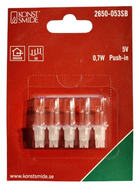 Lämpchen für Konstsmide Miniatur-Lichterkette 5V, 0,7W, Sockel transparent, 5er Set