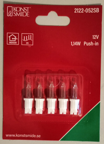Lämpchen für Konstsmide Miniatur-Lichterkette 12V, 1,1W, weiß/klar, 5er Set