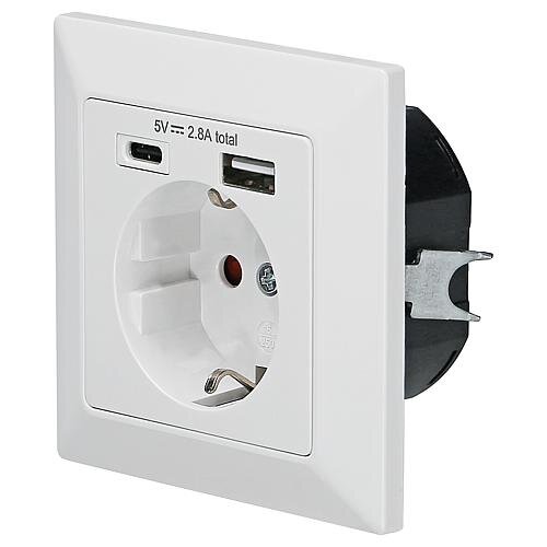 Schutzkontaktsteckdose Unterputz mit 2 USB-Ladebuchsen